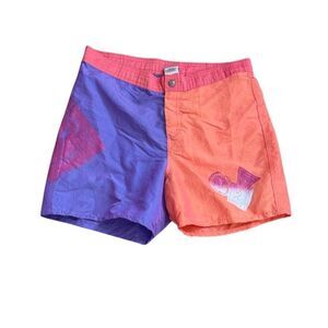 90s Vintage OP Color Block Orange and Purple Board Shorts Size 32